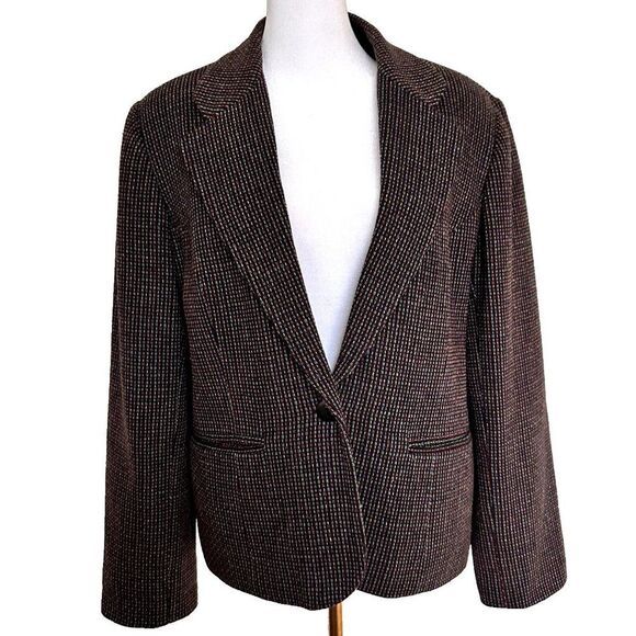 Vintage Women's Rainbow Tweed Wool Blazer Size 10 Black Adolfo Studio - Picture 2 of 6
